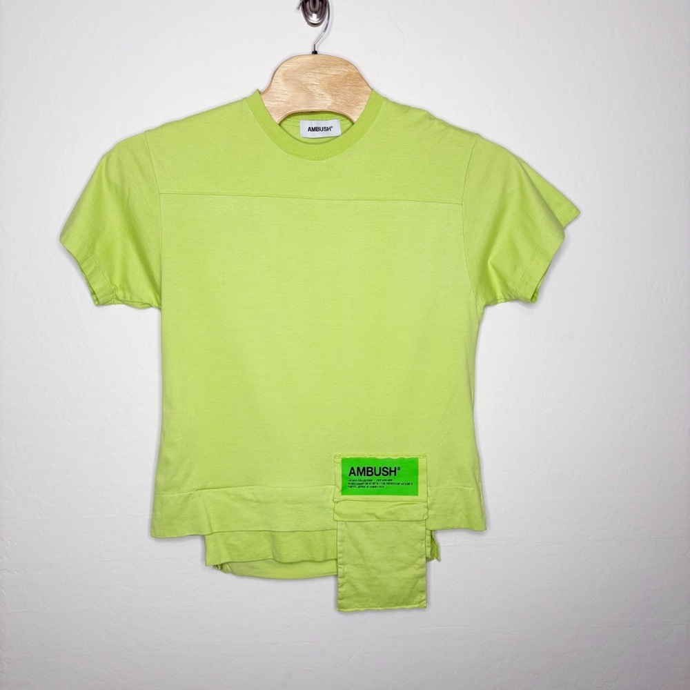Ambush Neon Green Utility Waist Pocket T Shirt Small AW19 Japan